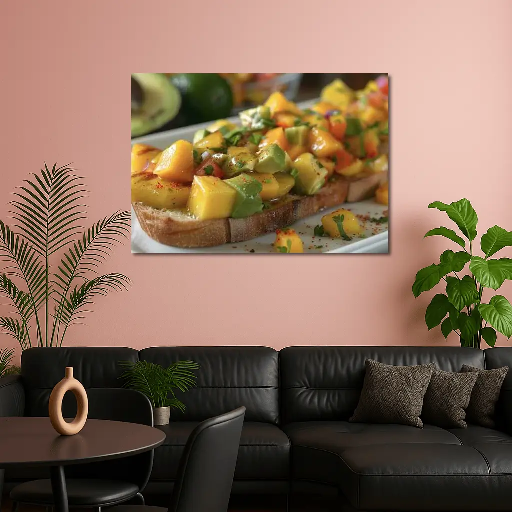 Mango Avocado Salsa Toast Close Up – Wall Art