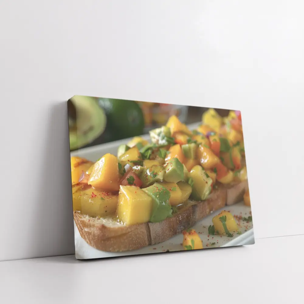 Mango Avocado Salsa Toast Close Up – Wall Art
