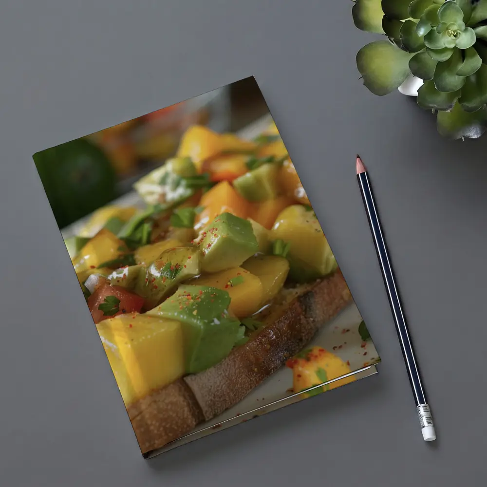 Mango Avocado Salsa Toast Close Up – Notebooks