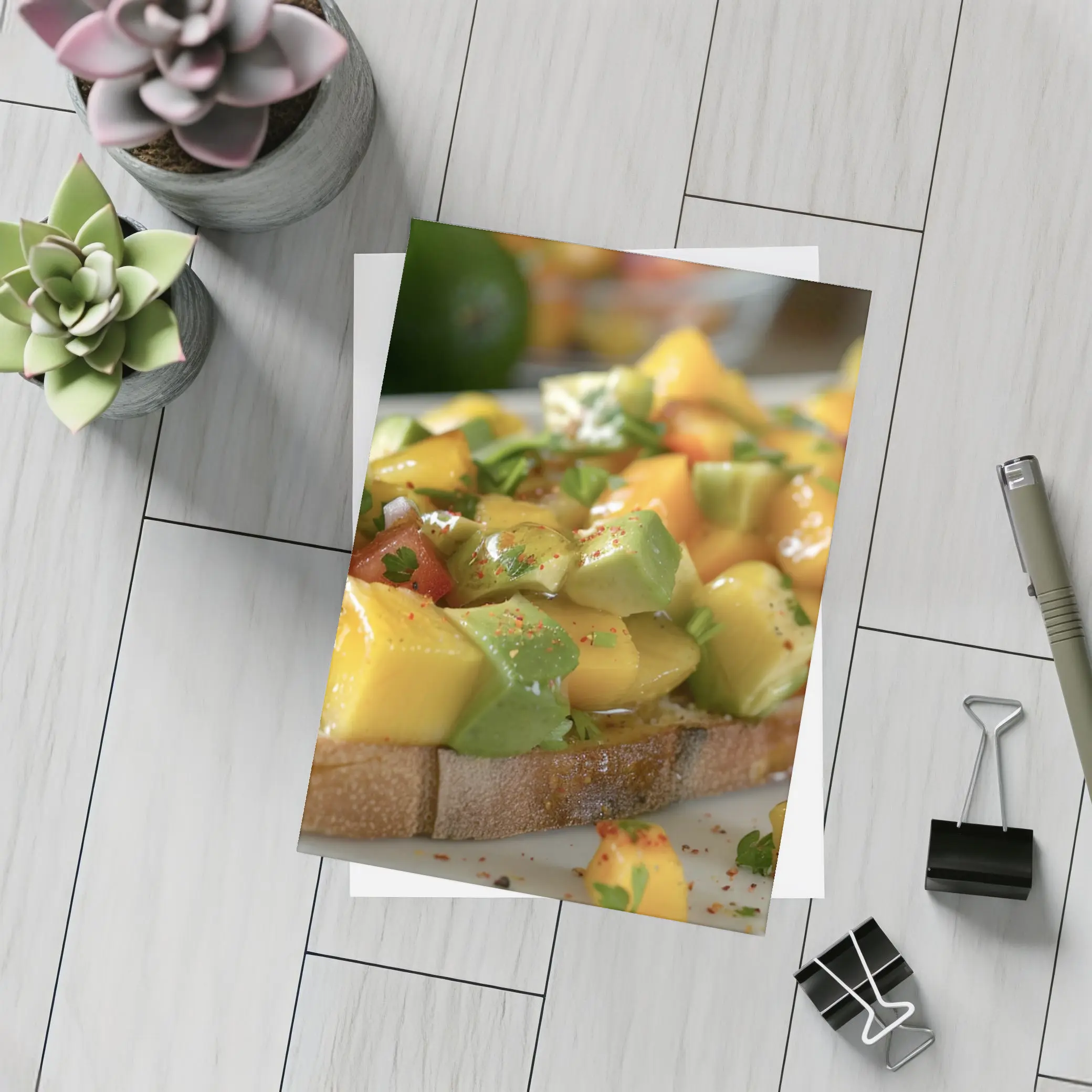 Mango Avocado Salsa Toast Close Up – Postcards