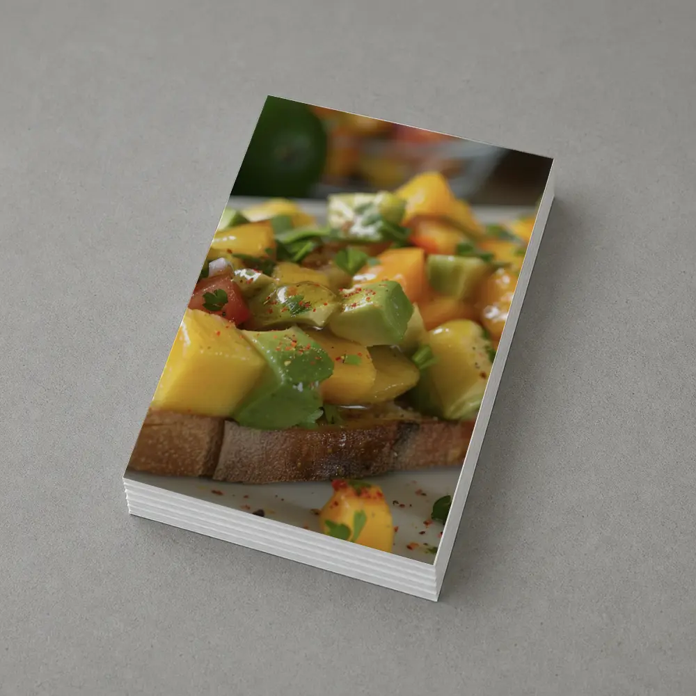 Mango Avocado Salsa Toast Close Up – Postcards