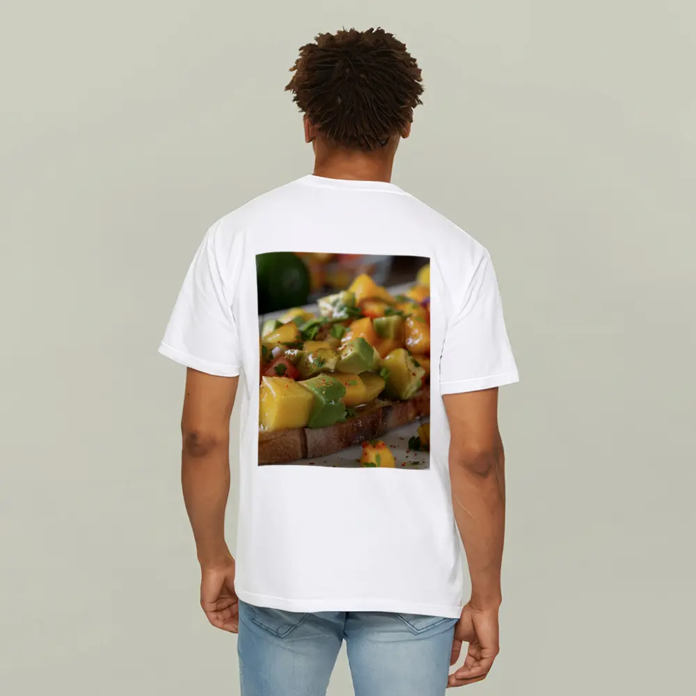 Mango Avocado Salsa Toast Close Up – T-Shirts