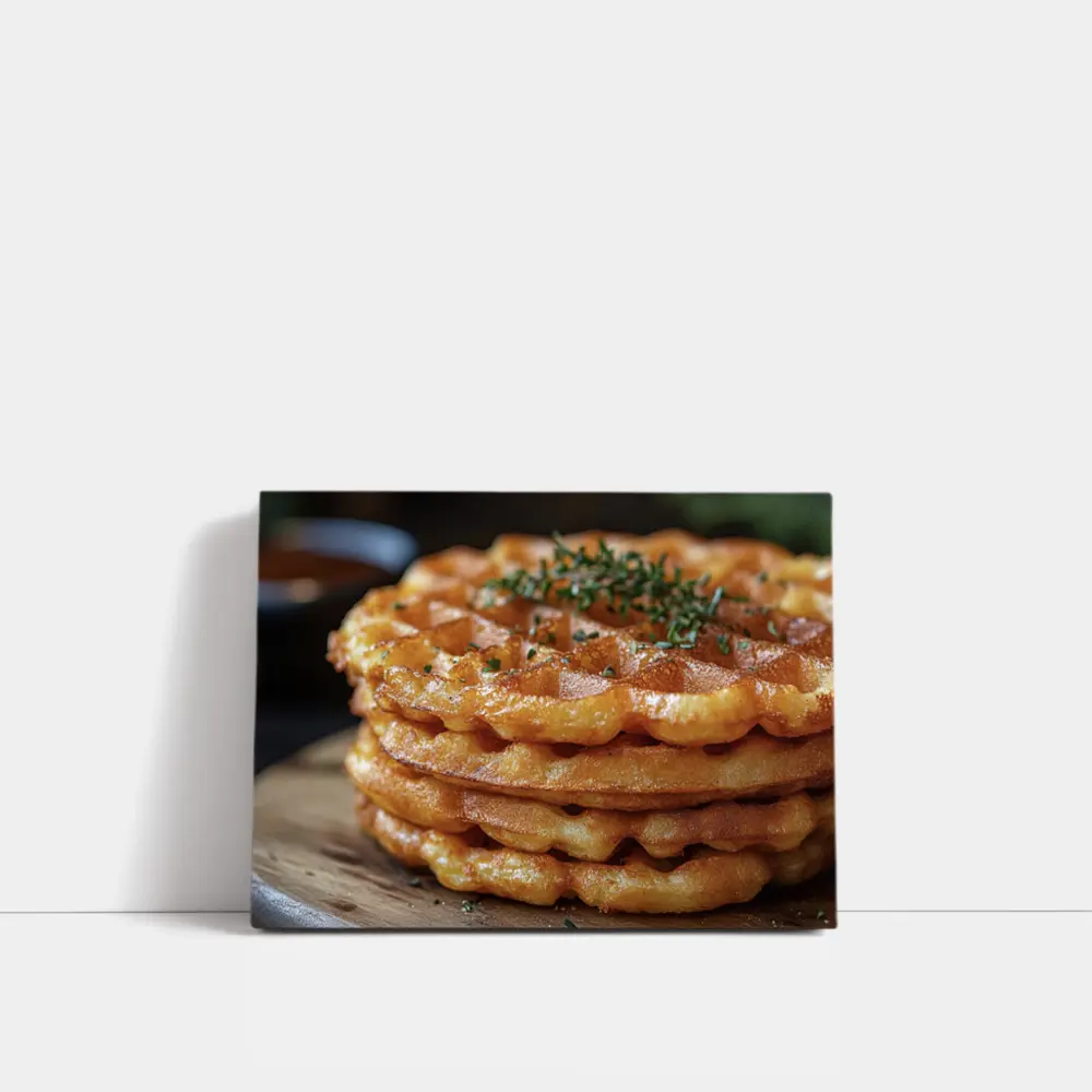 Golden Crispy Waffles Stack Herb Topped – Wall Art