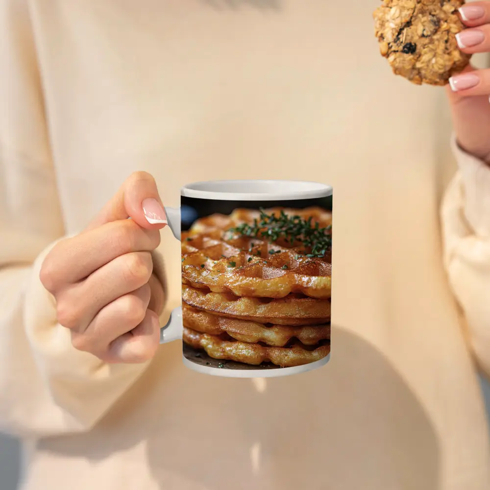 Golden Crispy Waffles Stack Herb Topped – Mugs