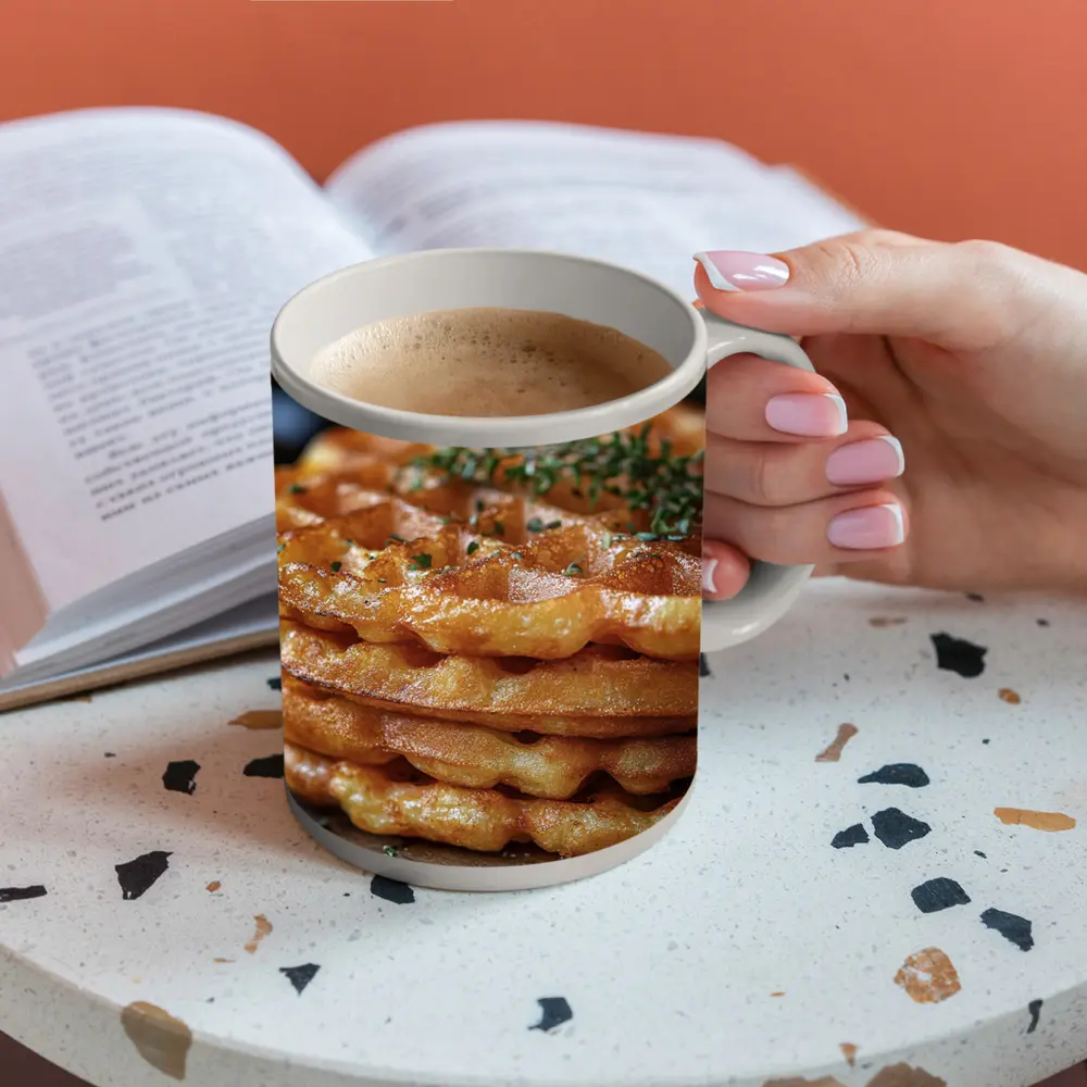 Golden Crispy Waffles Stack Herb Topped – Mugs