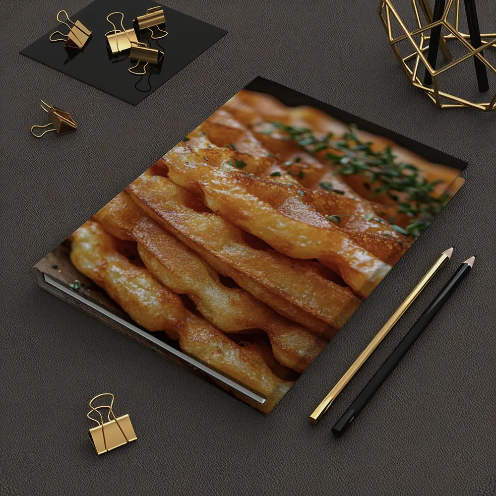 Golden Crispy Waffles Stack Herb Topped – Notebooks