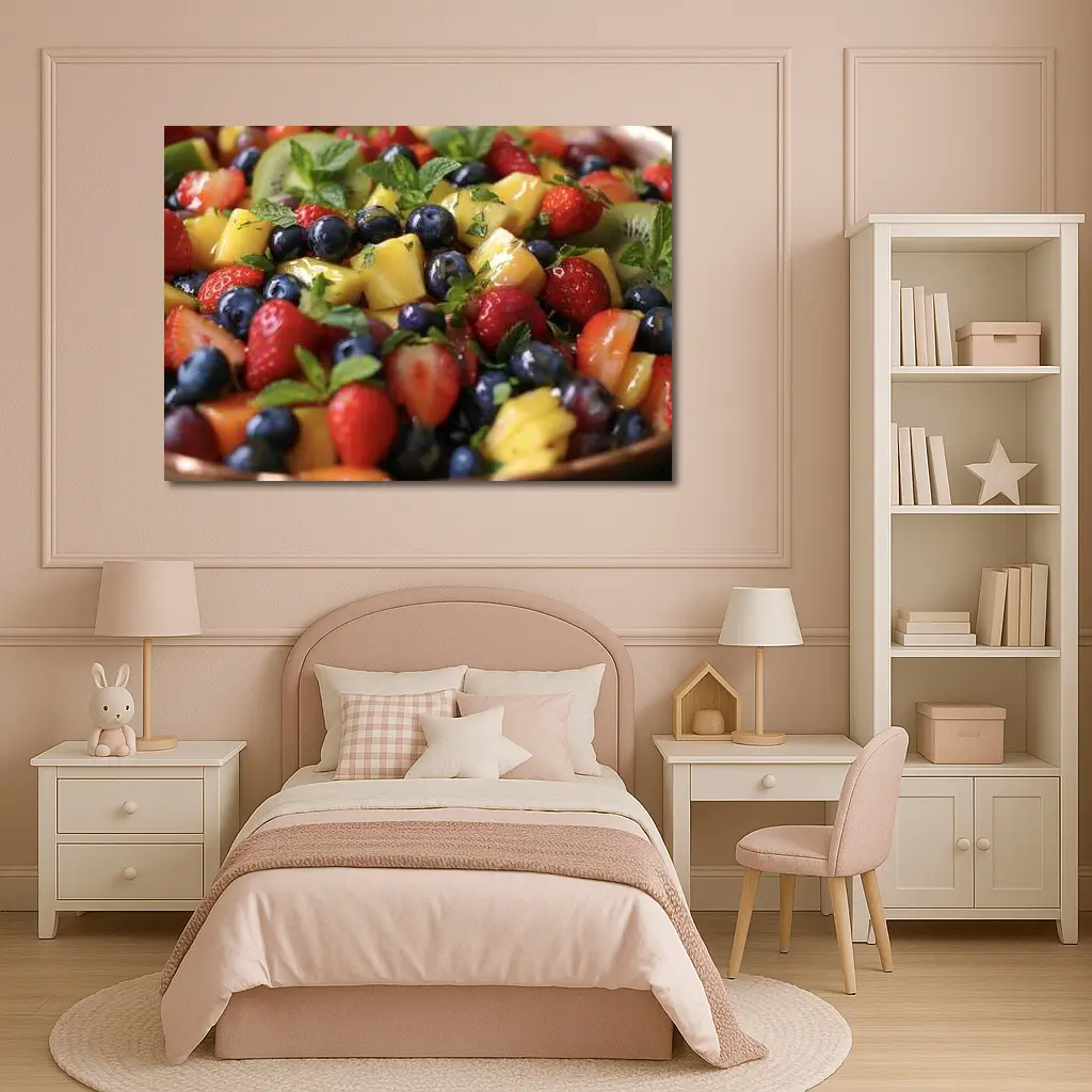 Fresh Fruit Salad Bowl With Mint – Wall Art