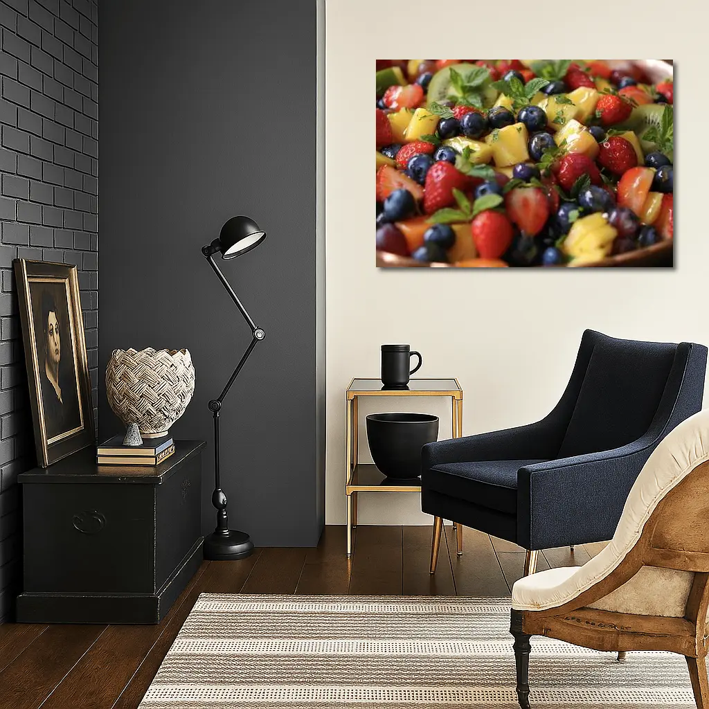 Fresh Fruit Salad Bowl With Mint – Wall Art