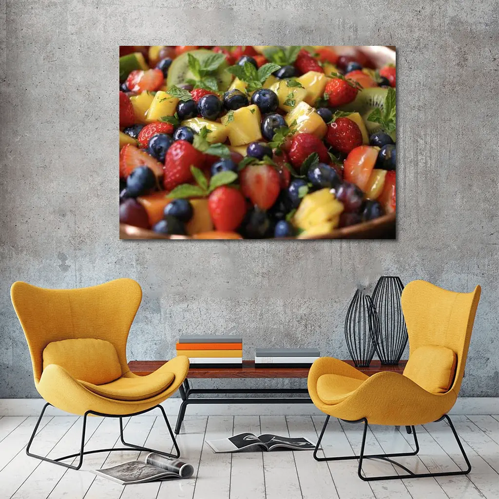 Fresh Fruit Salad Bowl With Mint – Wall Art