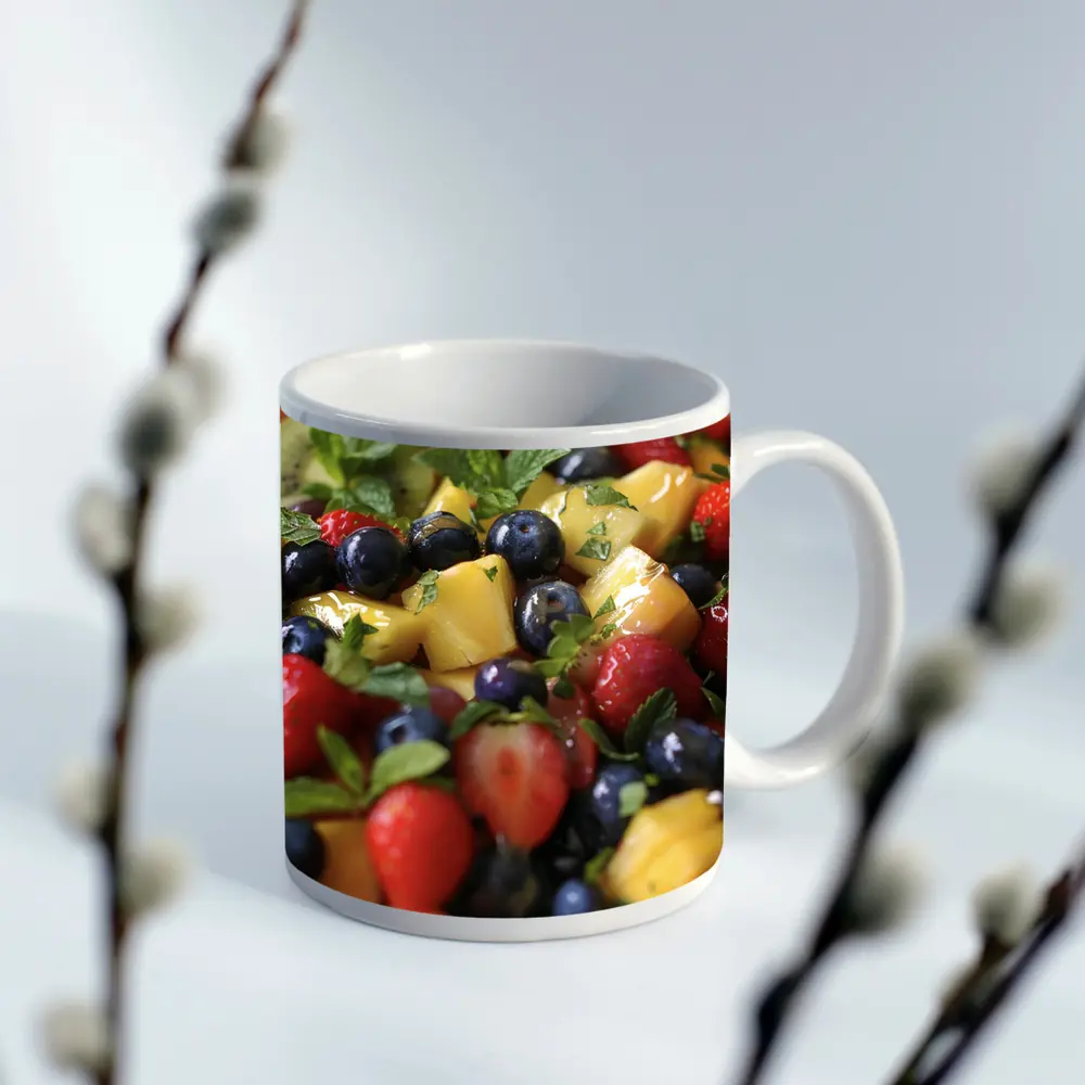 Fresh Fruit Salad Bowl With Mint – Mugs