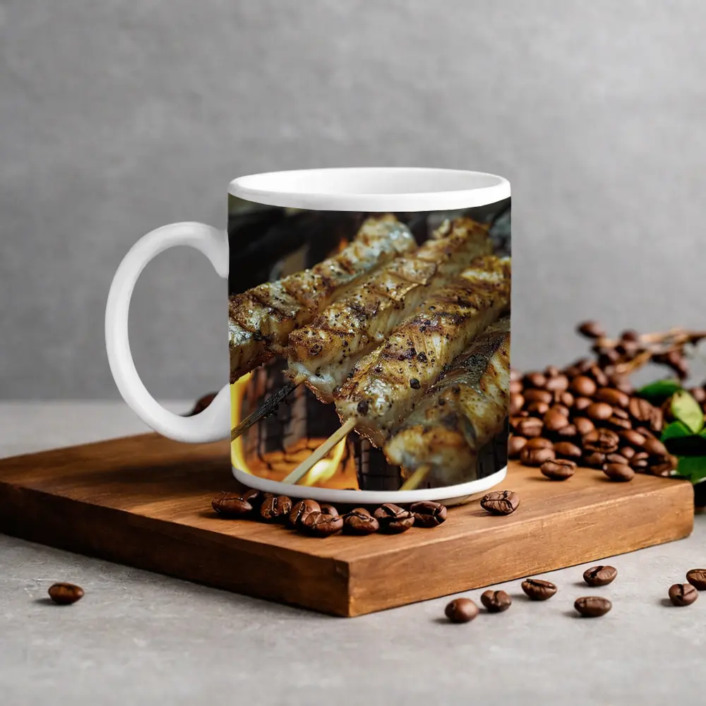 Grilled Fish Skewers Over Open Campfire – Mugs