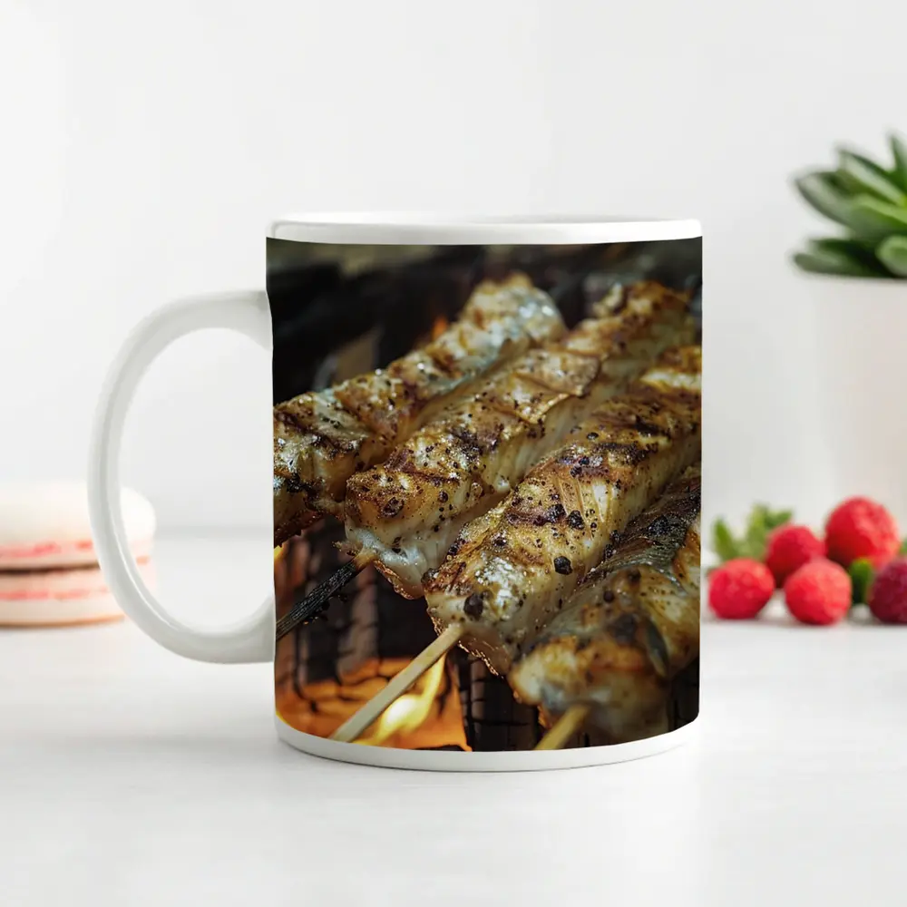 Grilled Fish Skewers Over Open Campfire – Mugs