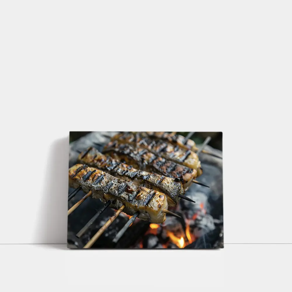 Grilled Fish Skewers Over Open Fire – Wall Art
