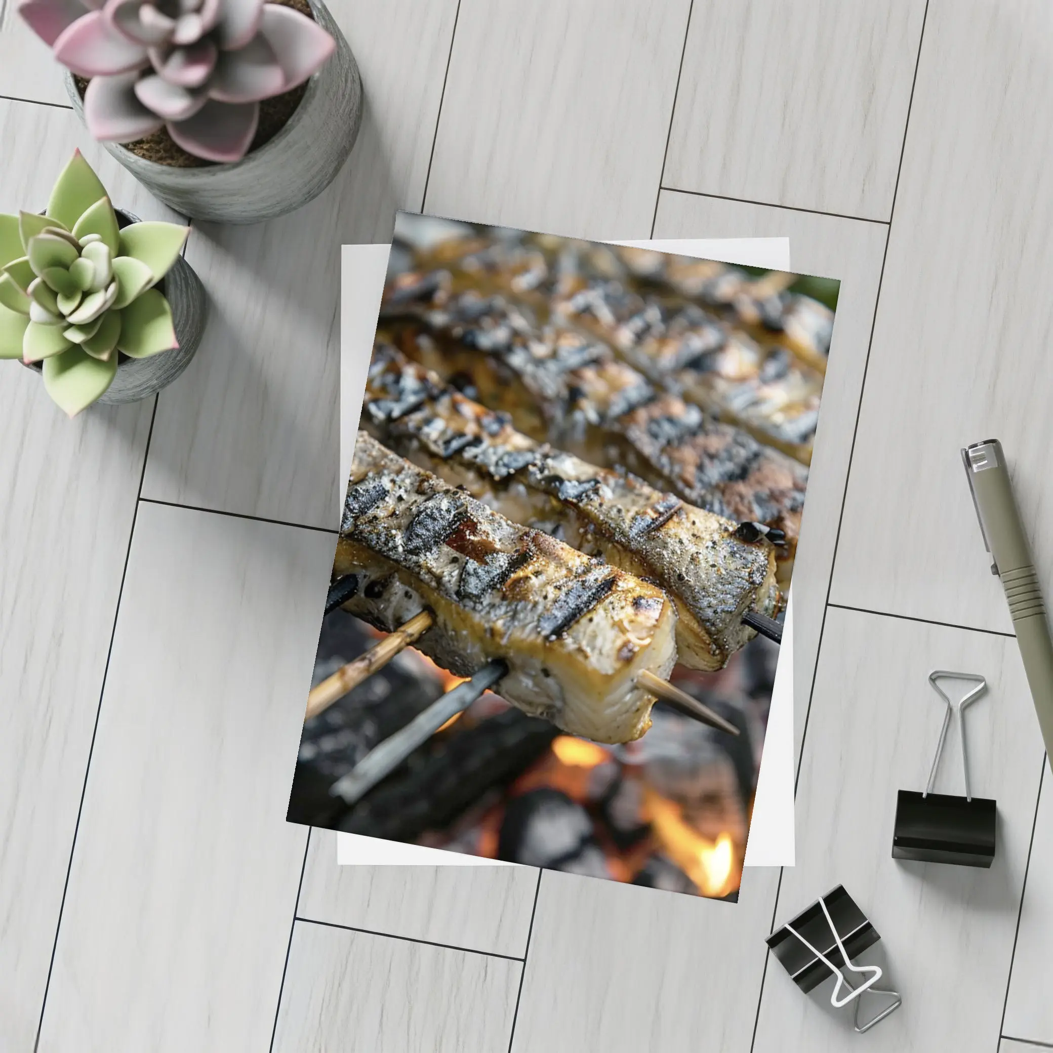 Grilled Fish Skewers Over Open Fire – Postcards