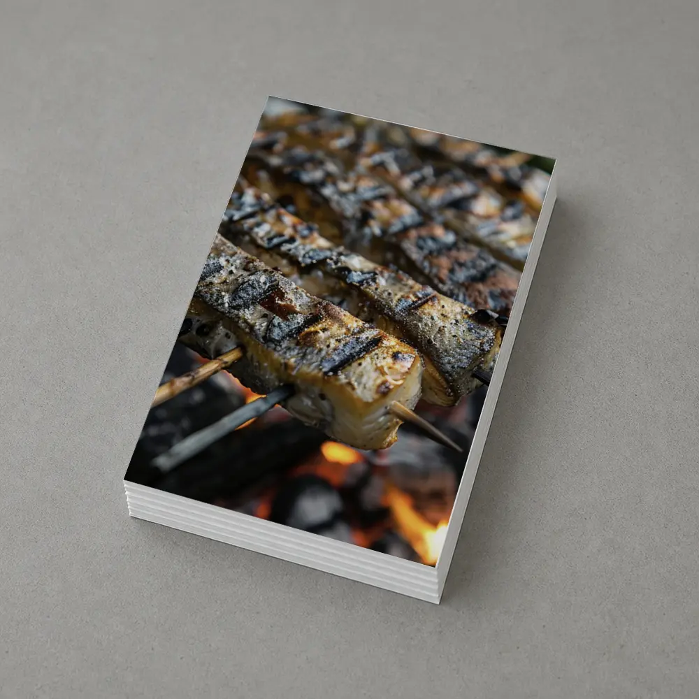 Grilled Fish Skewers Over Open Fire – Postcards