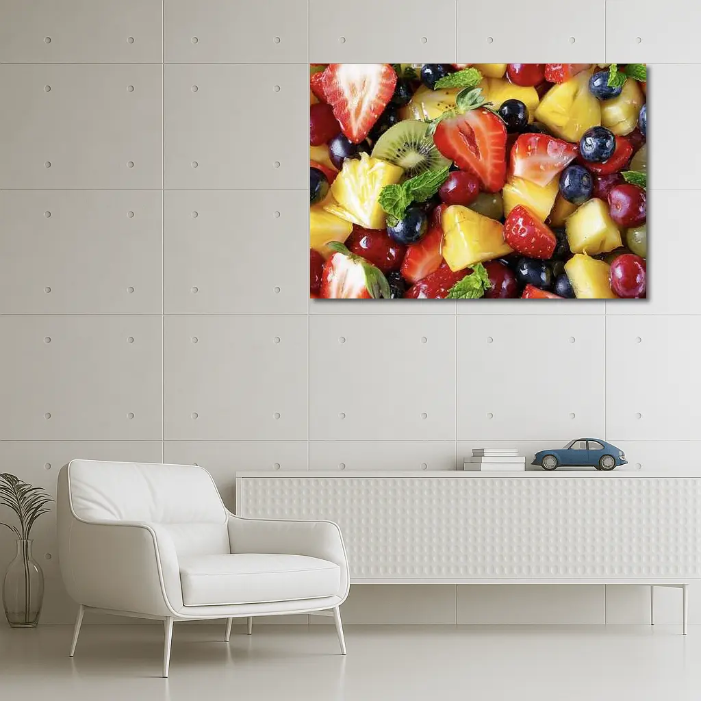 Fresh Fruit Salad Strawberries Blueberries Mango Kiwi – Wall Art
