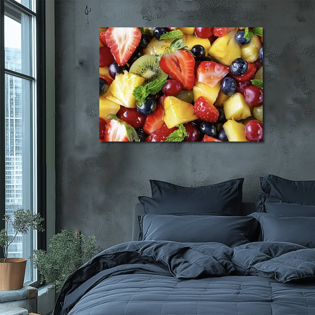 Fresh Fruit Salad Strawberries Blueberries Mango Kiwi – Wall Art