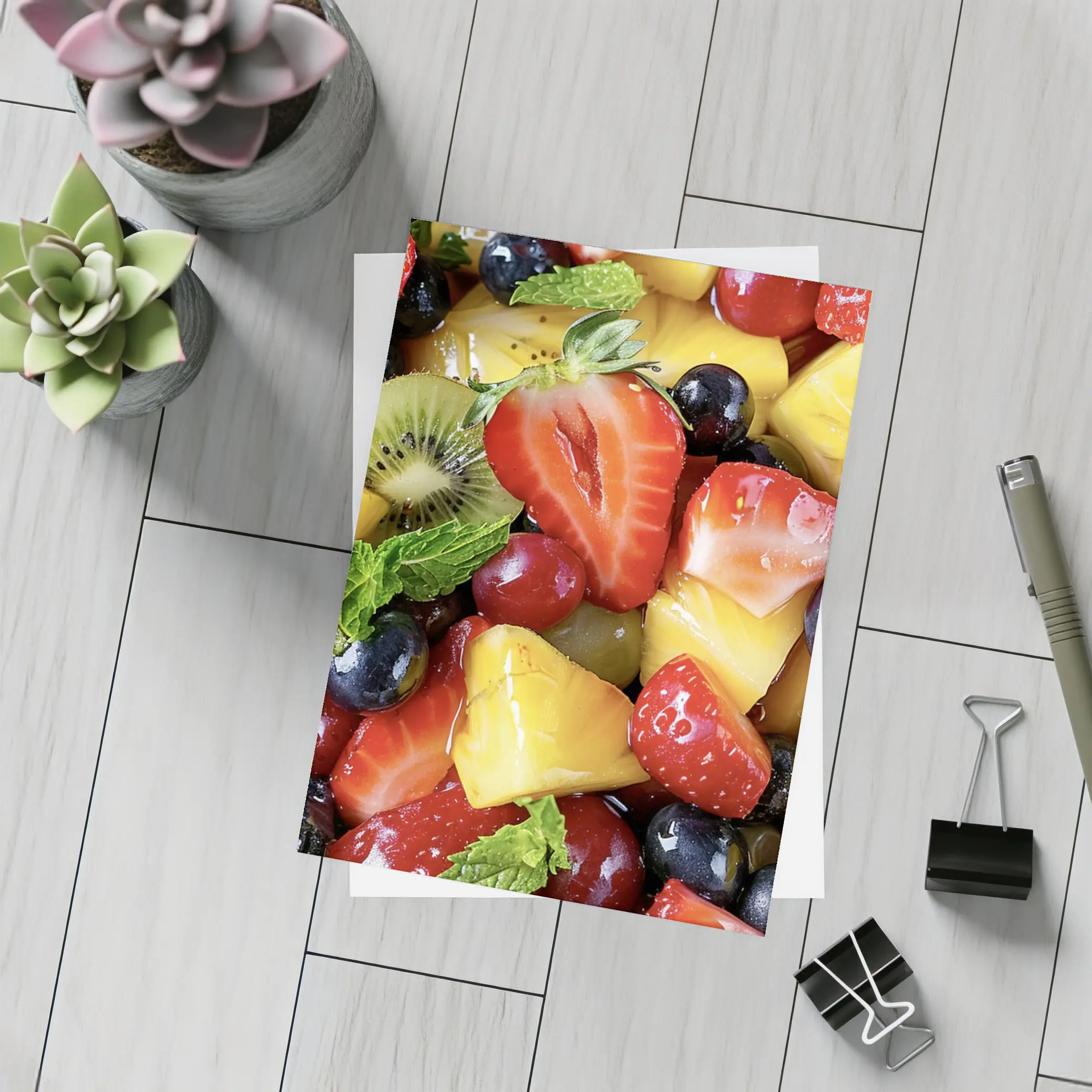 Fresh Fruit Salad Strawberries Blueberries Mango Kiwi – Postcards