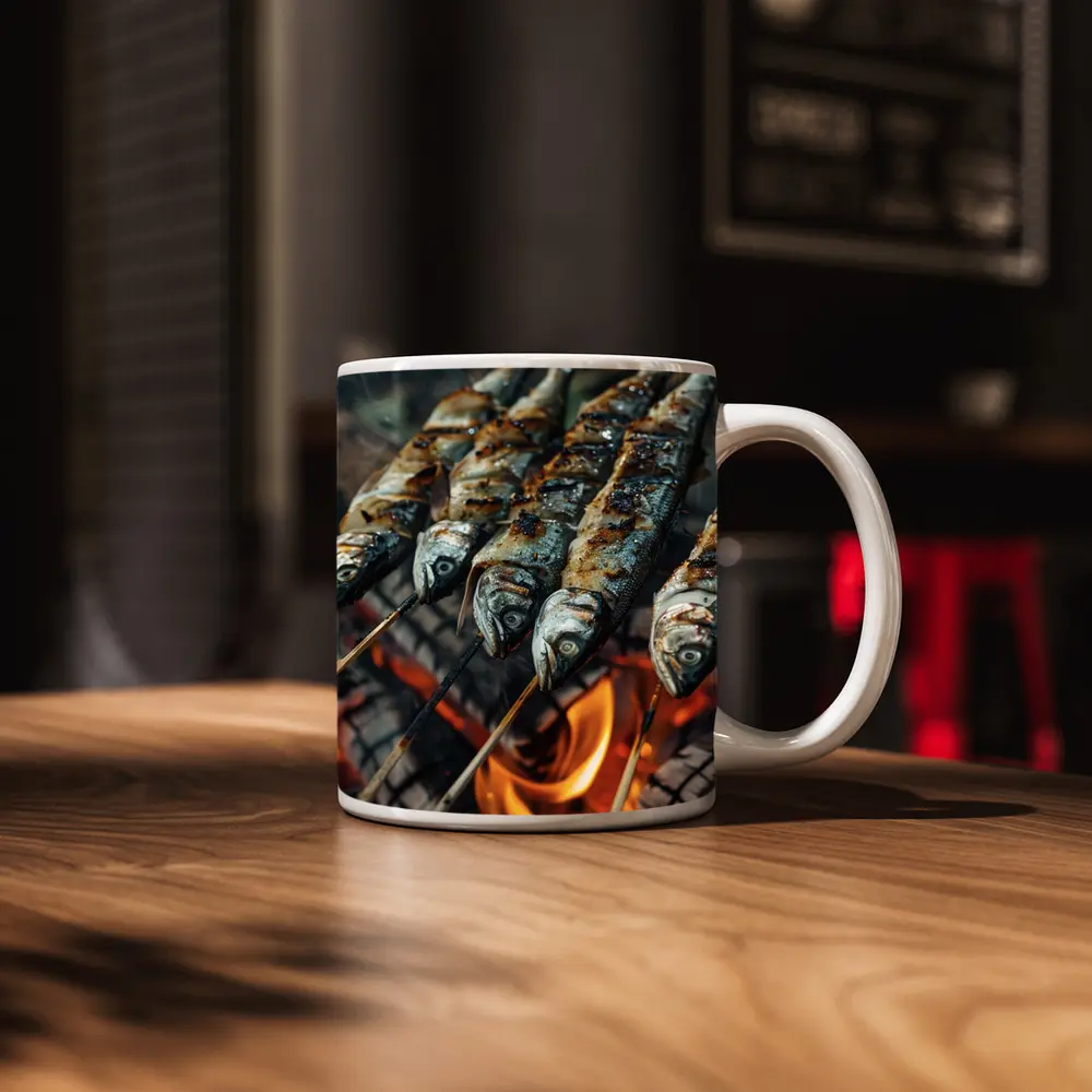 Sardines Grilled on Skewers Over Fire – Mugs