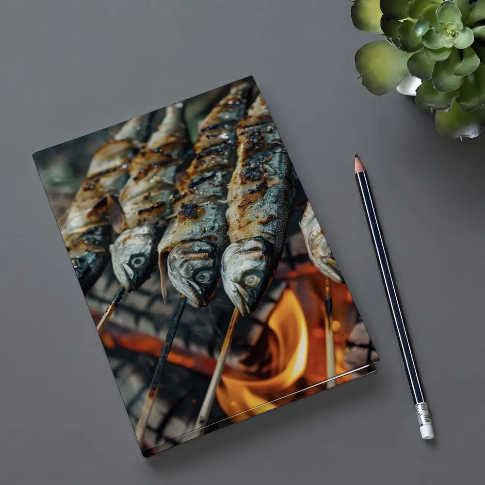 Sardines Grilled on Skewers Over Fire – Notebooks