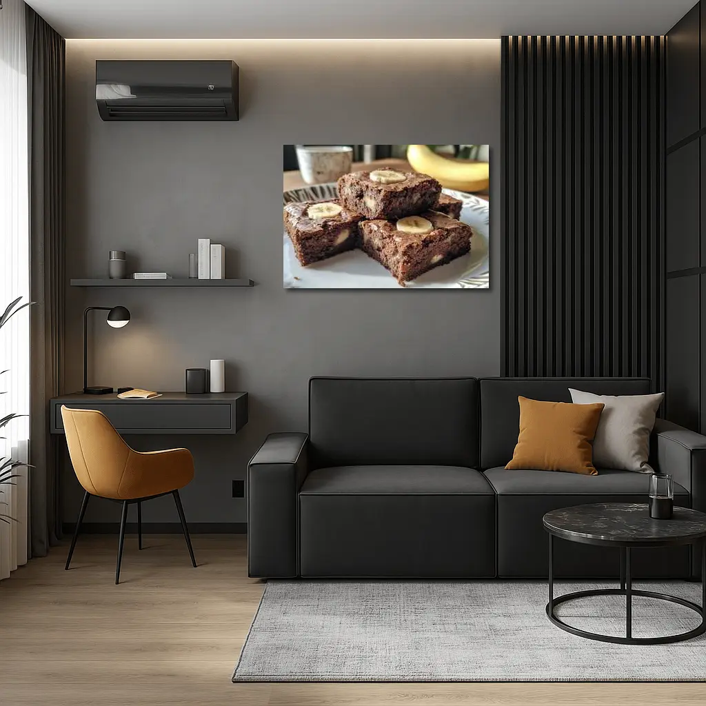 Chocolate Banana Brownies Stack on Plate – Wall Art