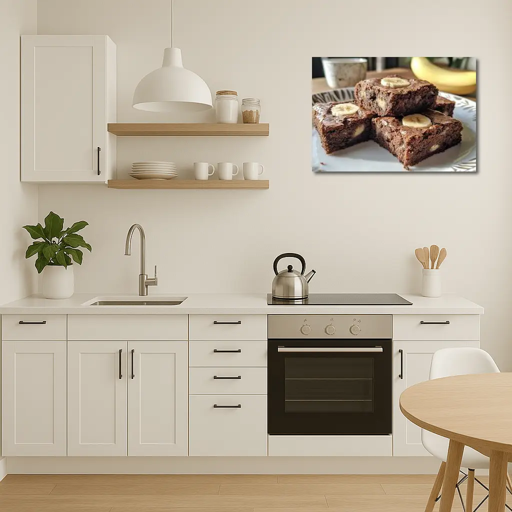 Chocolate Banana Brownies Stack on Plate – Wall Art