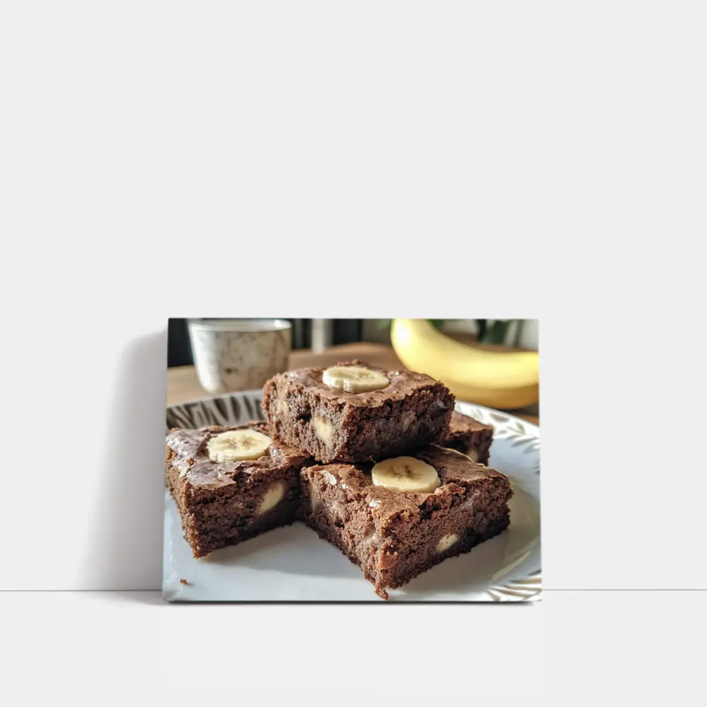 Chocolate Banana Brownies Stack on Plate – Wall Art