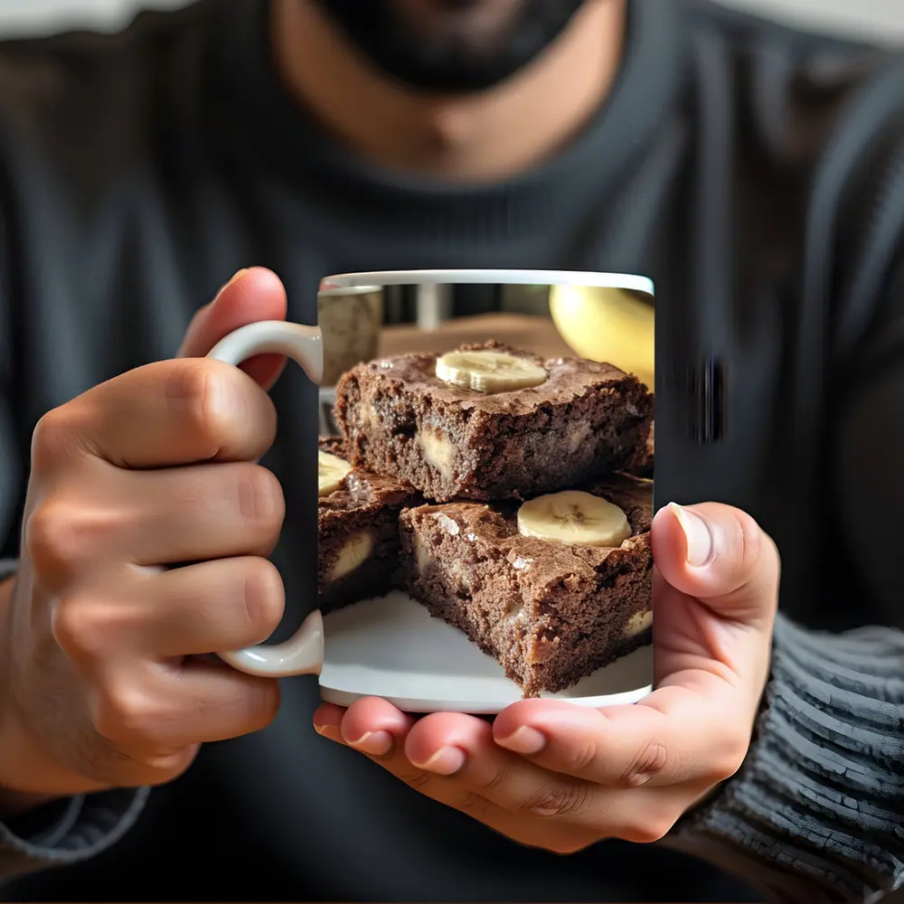 Chocolate Banana Brownies Stack on Plate – Mugs