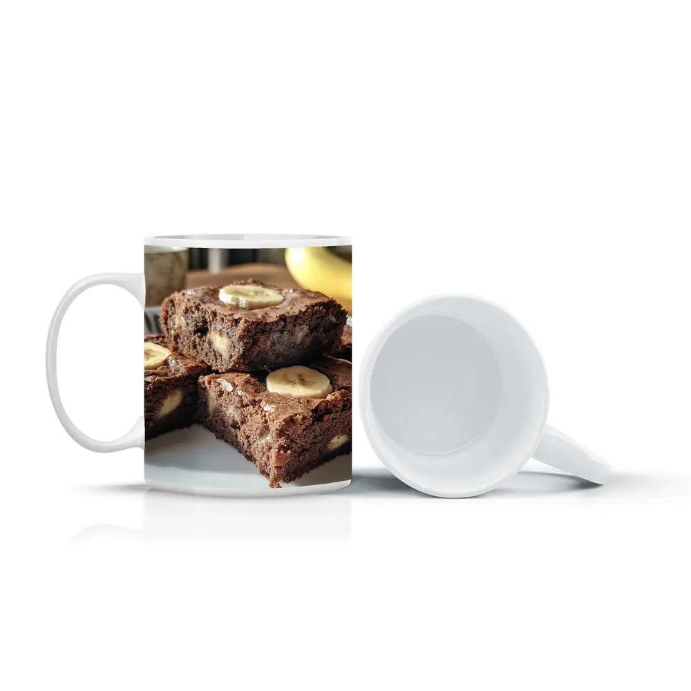 Chocolate Banana Brownies Stack on Plate – Mugs