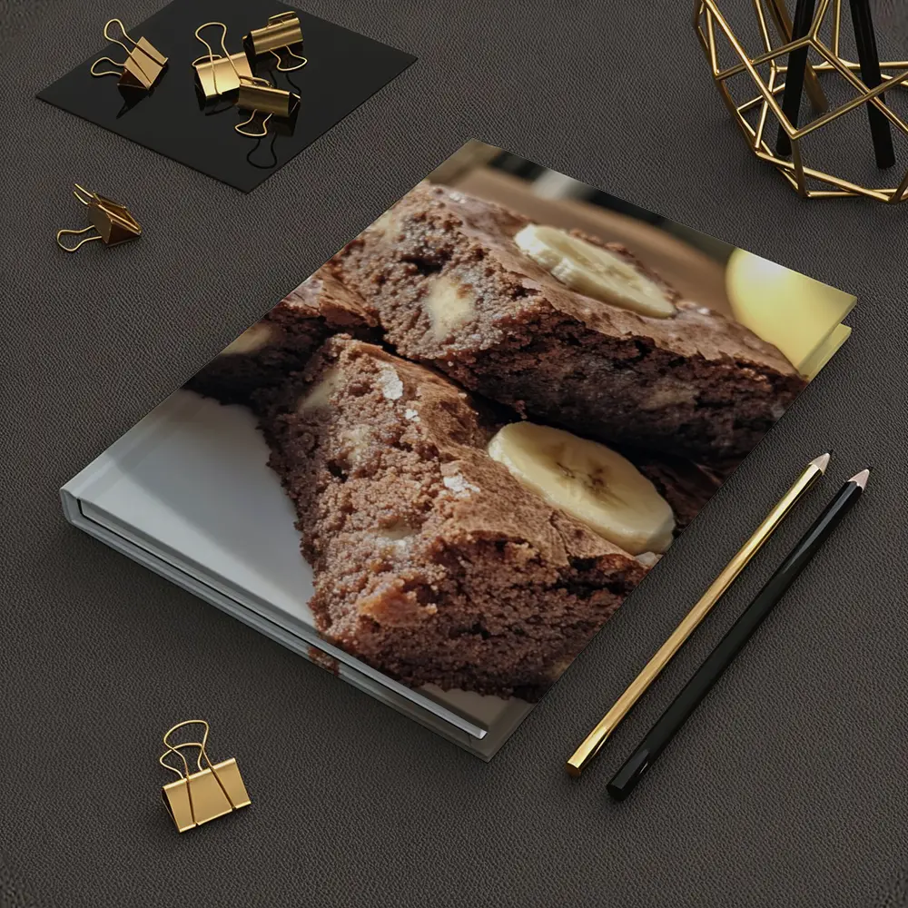 Chocolate Banana Brownies Stack on Plate – Notebooks