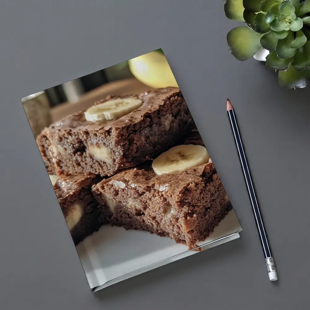 Chocolate Banana Brownies Stack on Plate – Notebooks