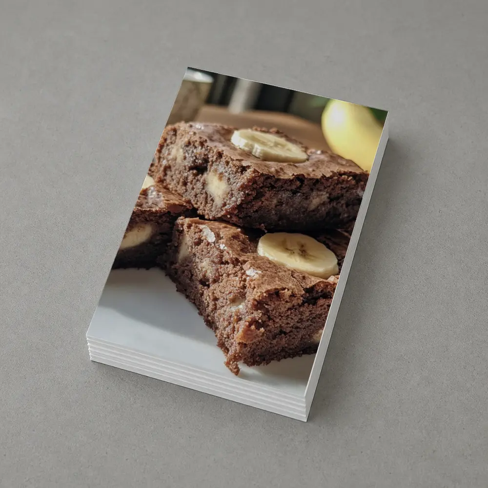Chocolate Banana Brownies Stack on Plate – Postcards