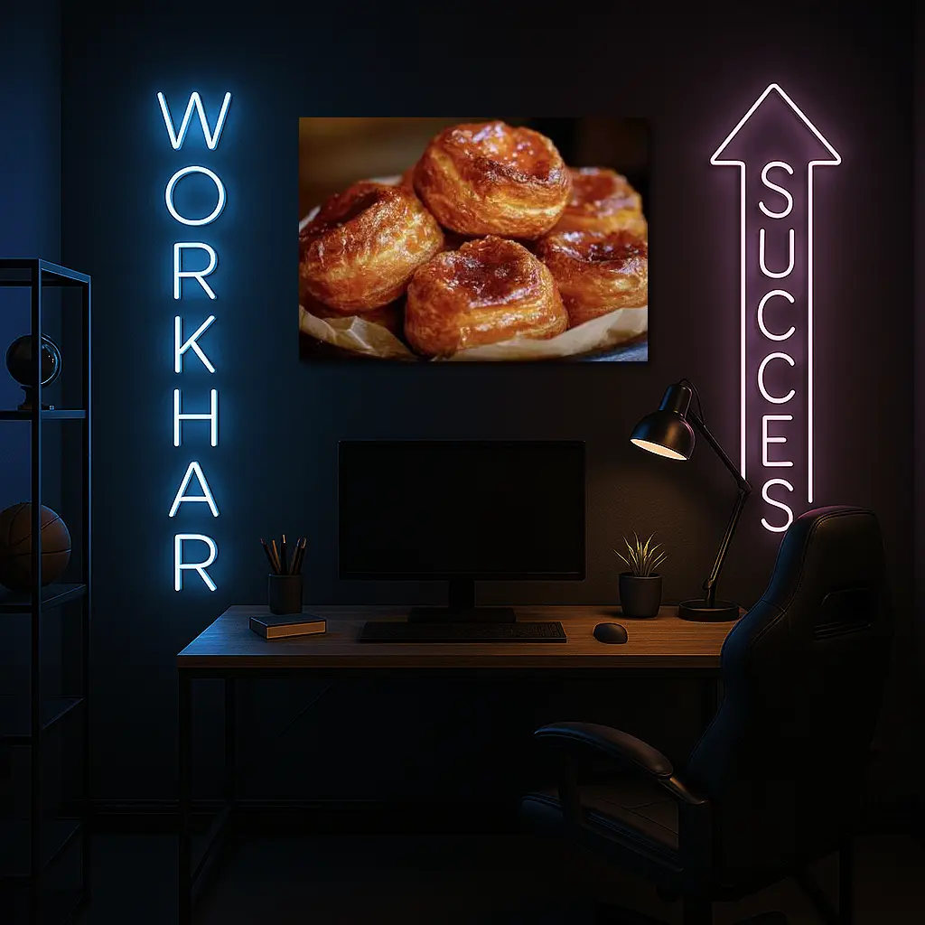 Golden Glazed Kouign Amann Pastries Rustic Basket – Wall Art