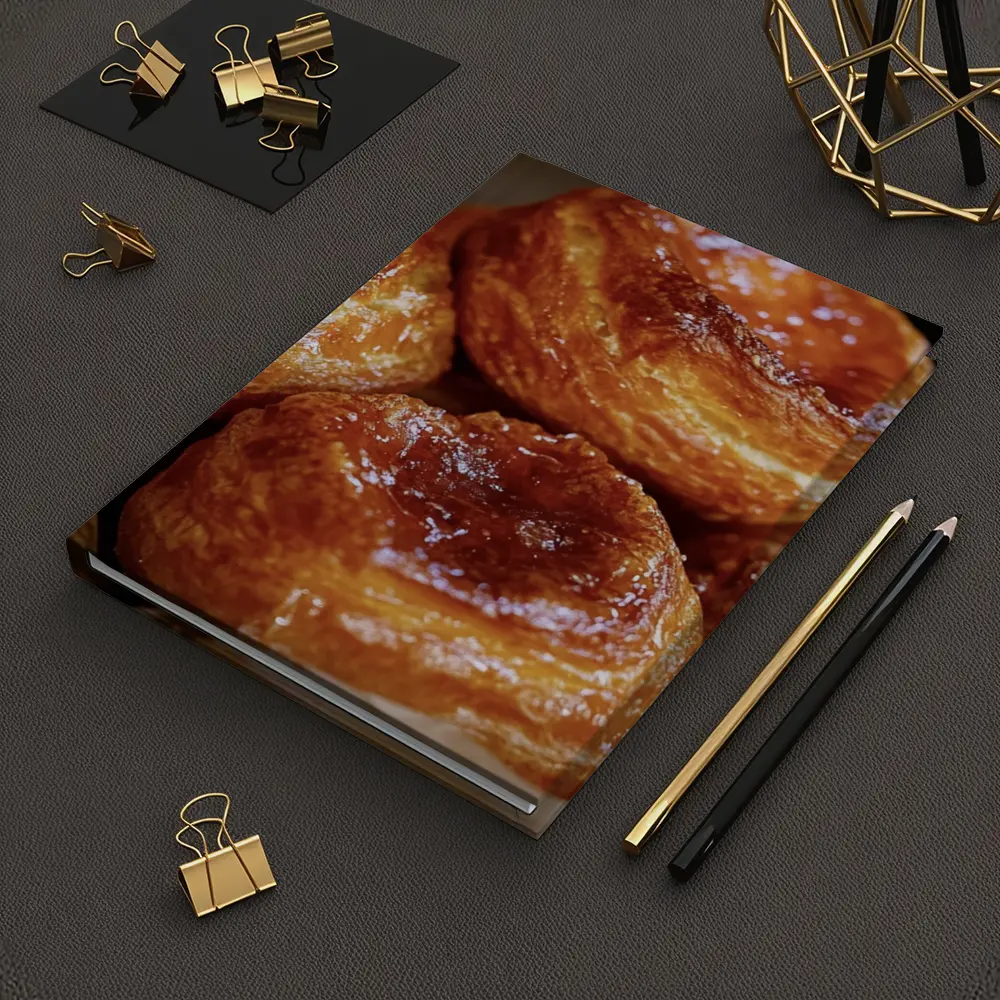 Golden Glazed Kouign Amann Pastries Rustic Basket – Notebooks