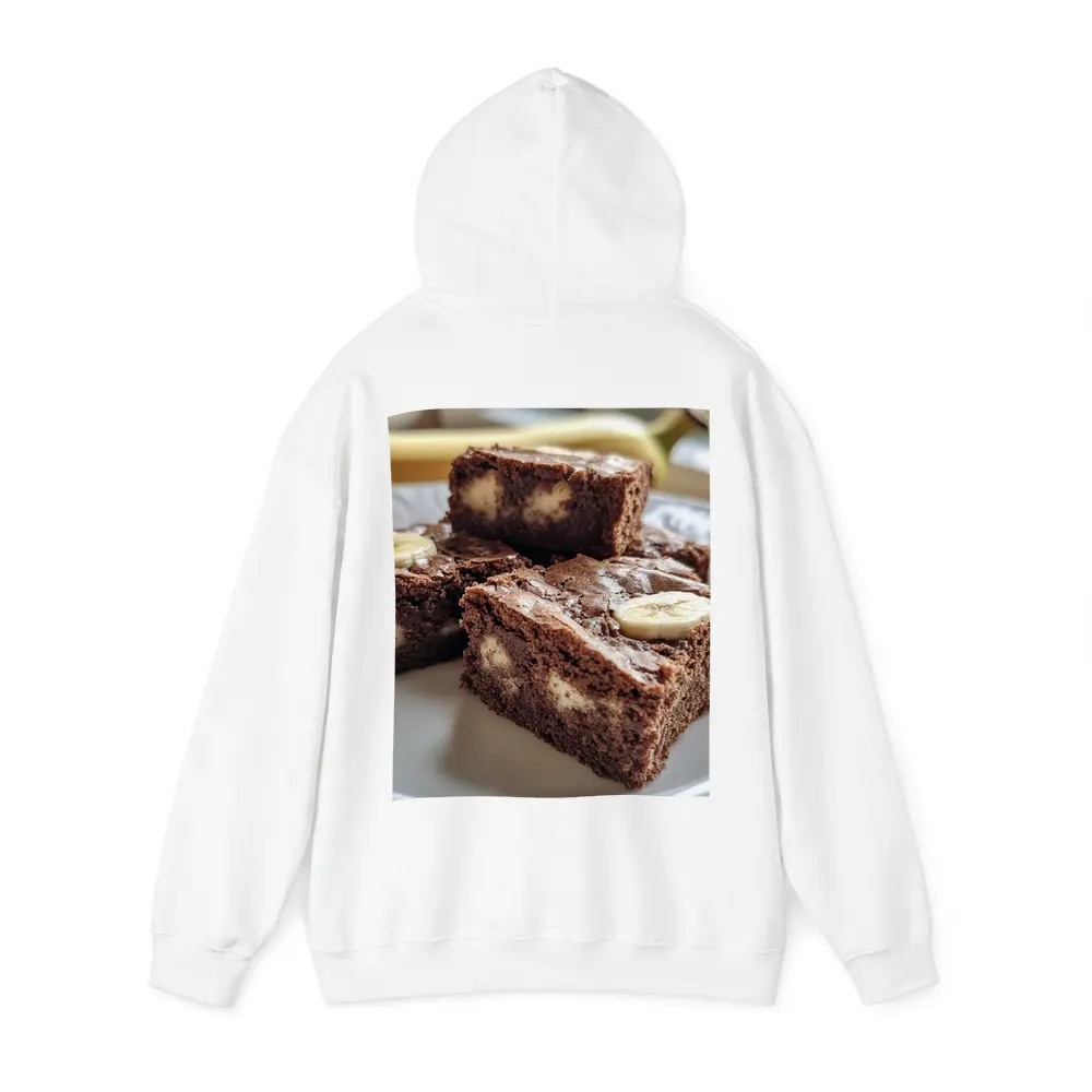 Chocolate Banana Brownies on White Plate – Hoodies
