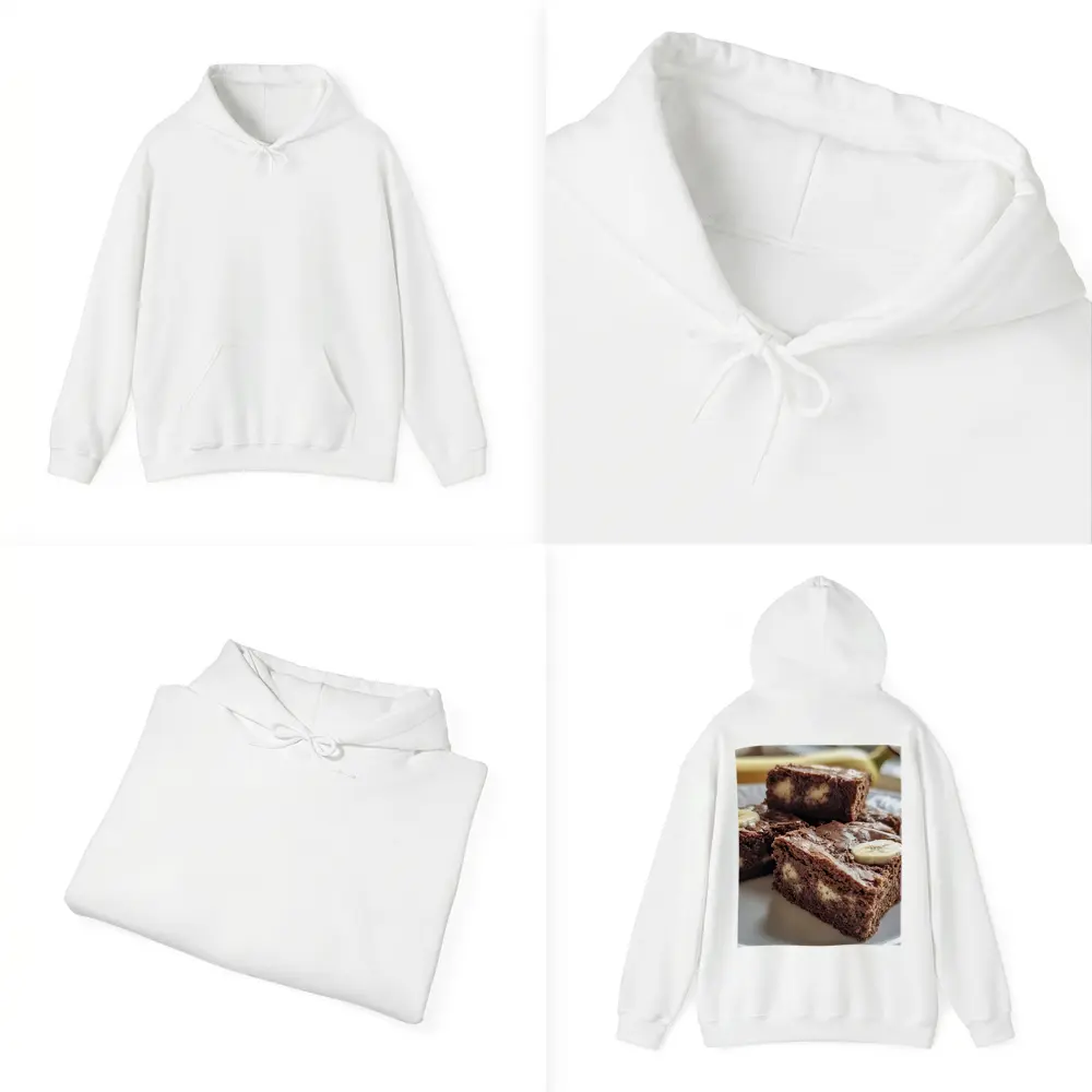 Chocolate Banana Brownies on White Plate – Hoodies