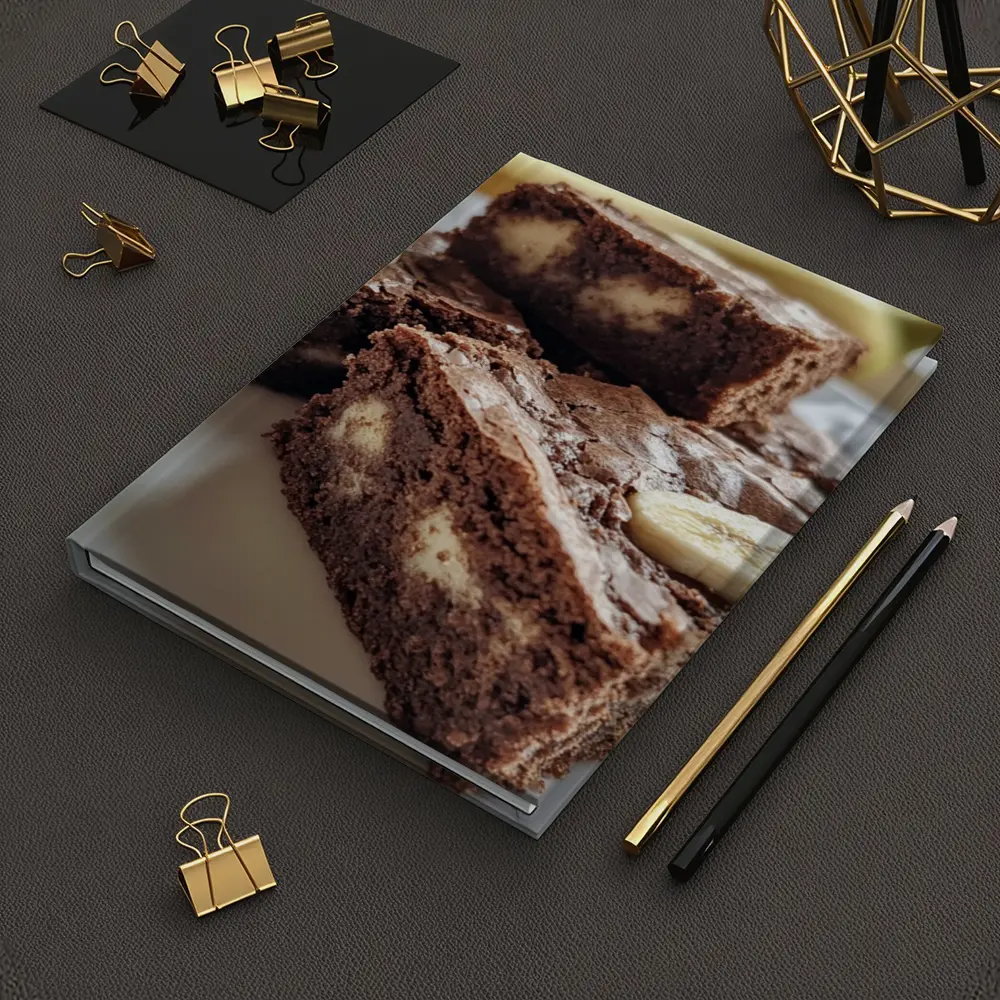Chocolate Banana Brownies on White Plate – Notebooks