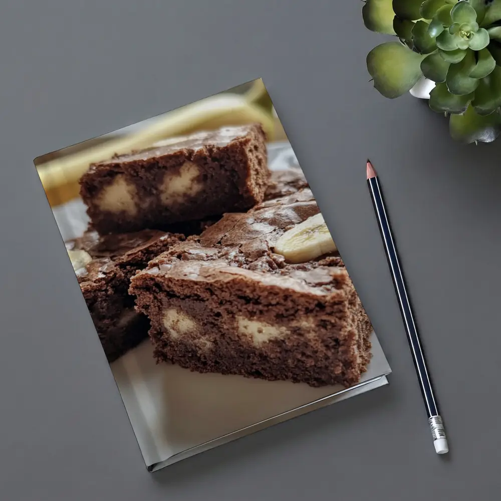 Chocolate Banana Brownies on White Plate – Notebooks