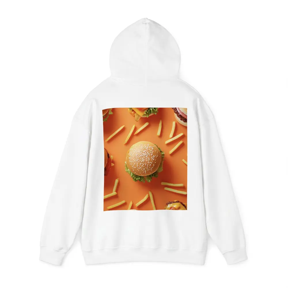 Burgers And Fries On Orange Background – Hoodies
