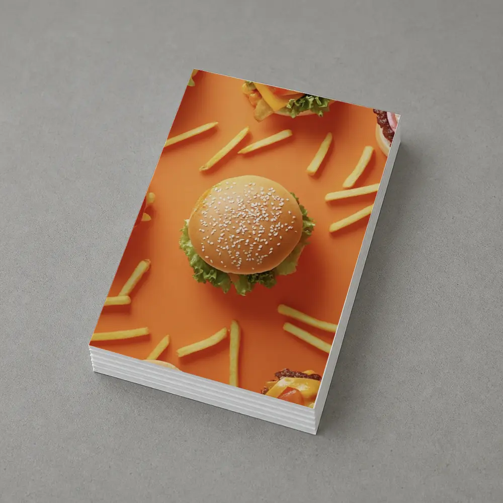 Burgers And Fries On Orange Background – Postcards