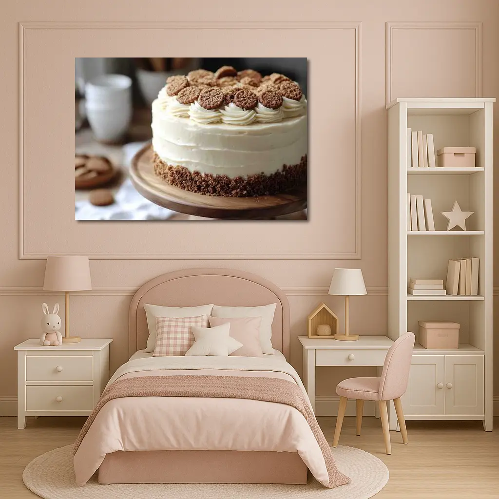 Cream Frosted Cookie Cake Wooden Stand – Wall Art
