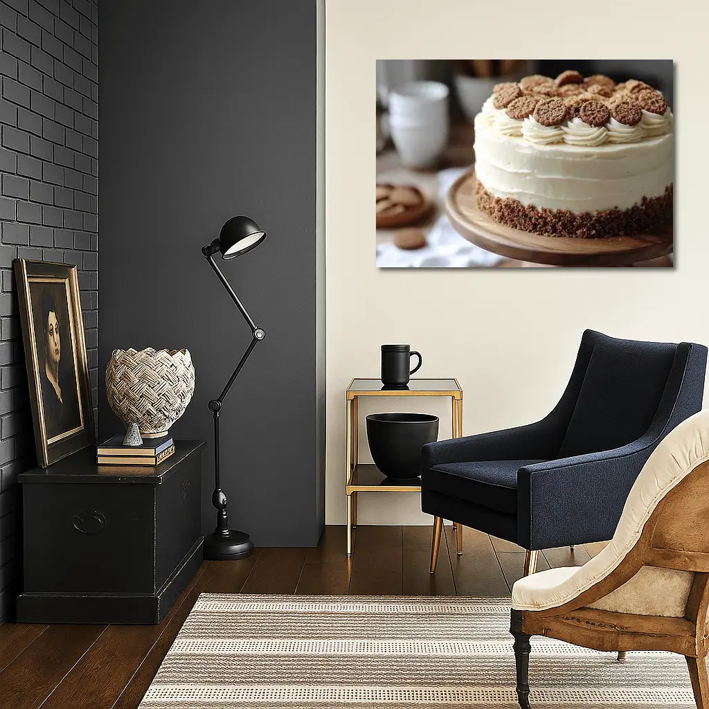 Cream Frosted Cookie Cake Wooden Stand – Wall Art