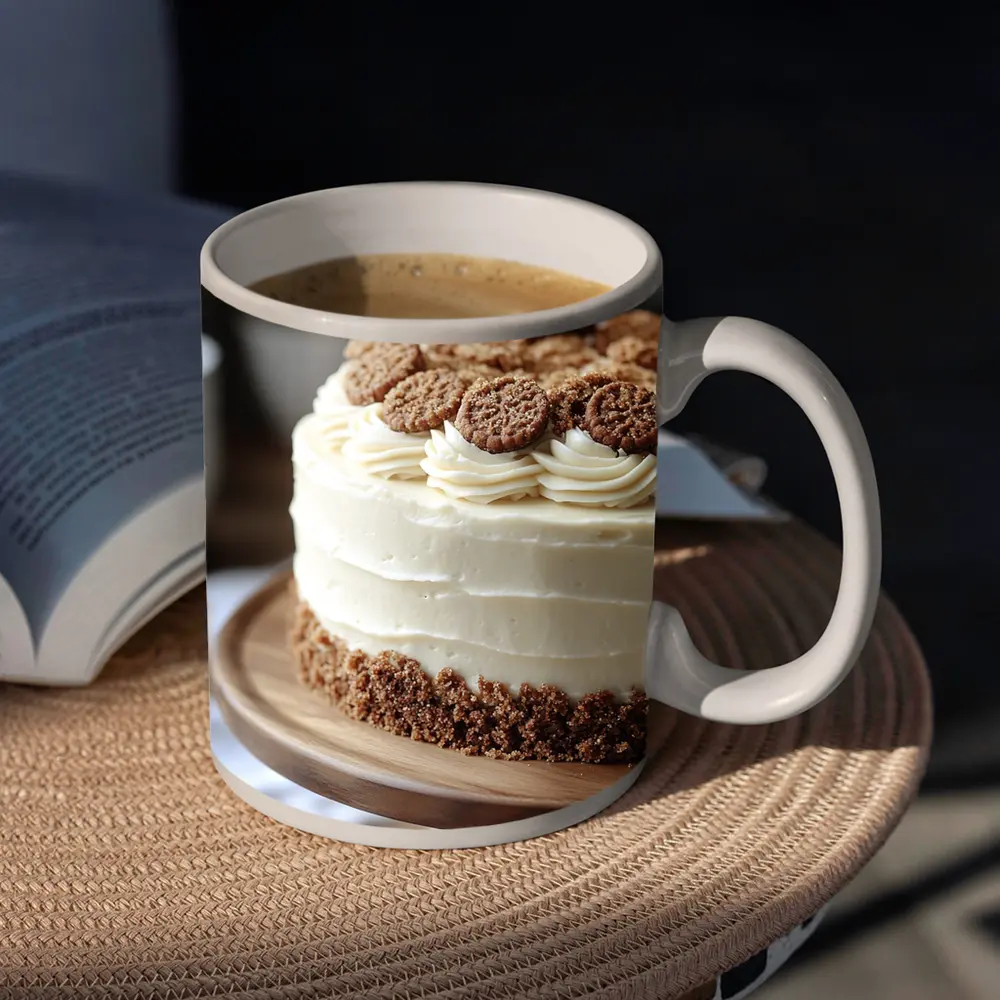 Cream Frosted Cookie Cake Wooden Stand – Mugs
