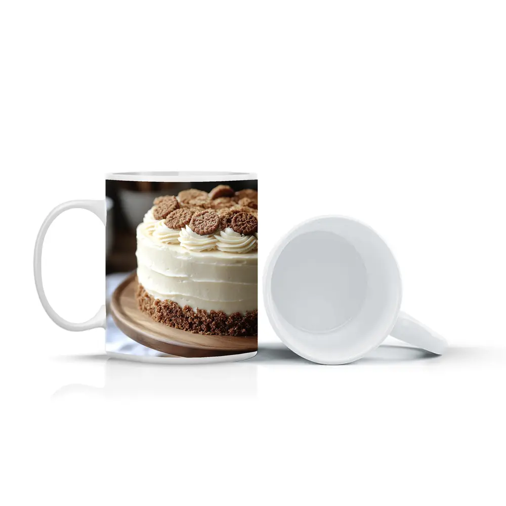 Cream Frosted Cookie Cake Wooden Stand – Mugs
