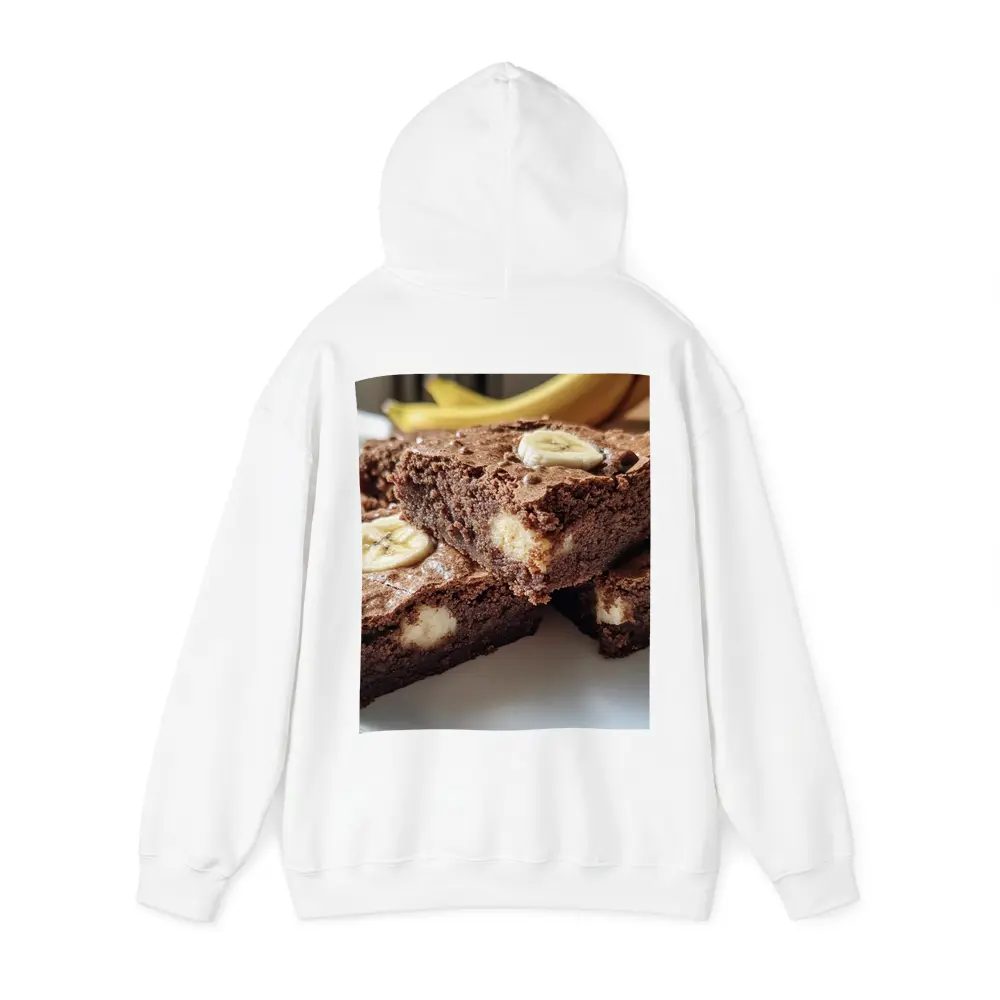 Chocolate Banana Brownies on White Plate – Hoodies