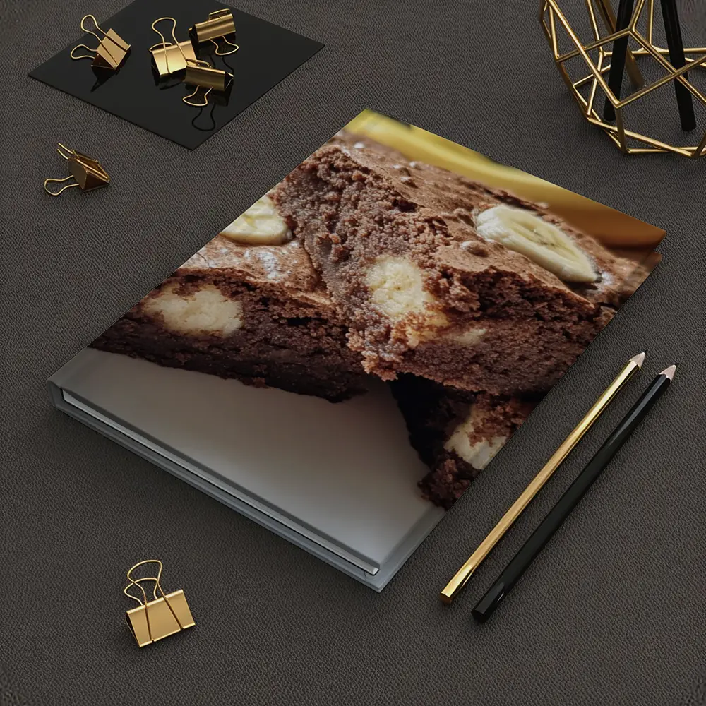 Chocolate Banana Brownies on White Plate – Notebooks
