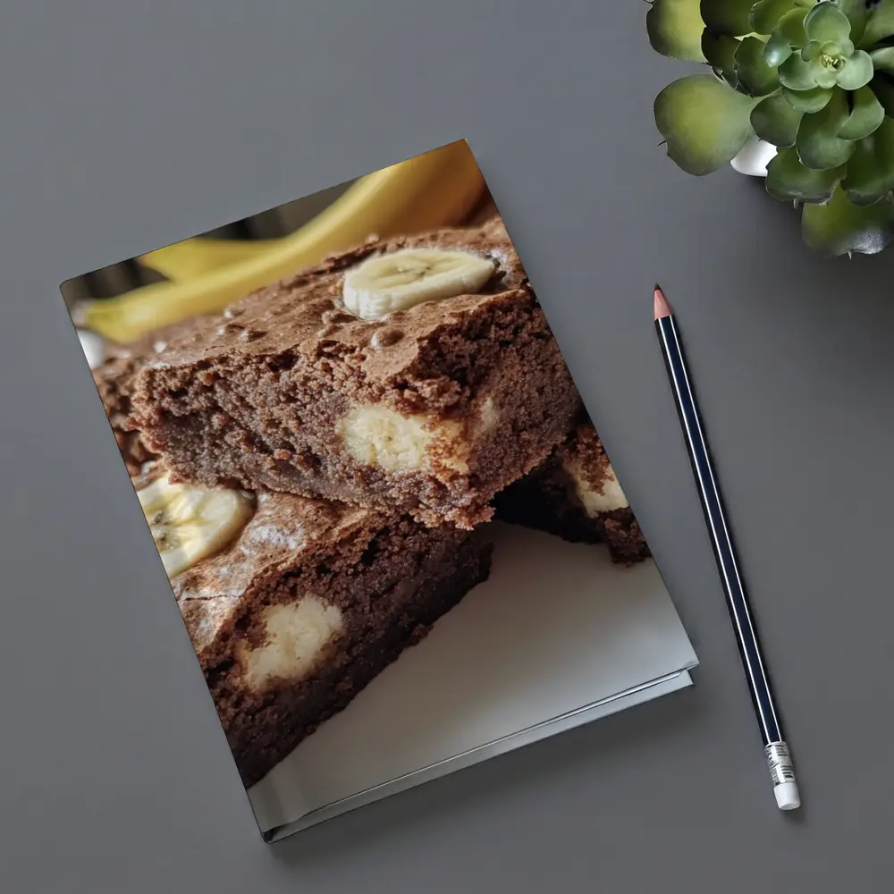 Chocolate Banana Brownies on White Plate – Notebooks