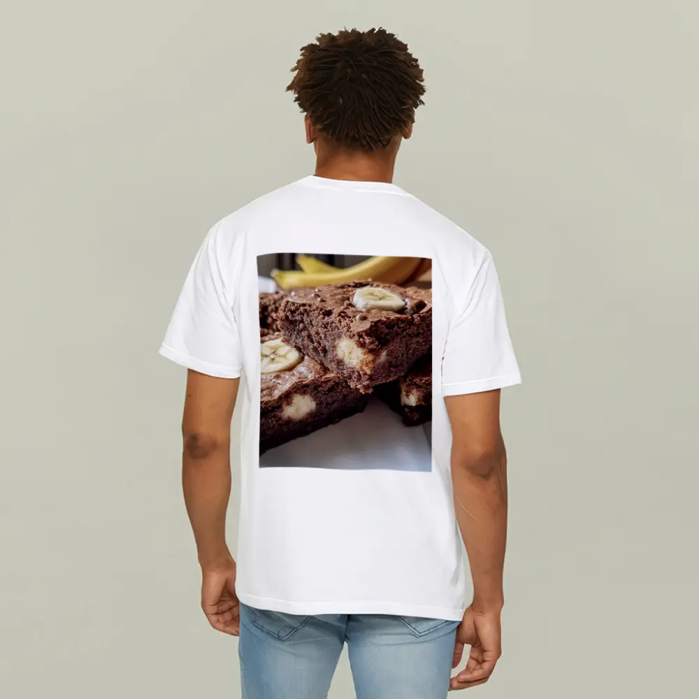 Chocolate Banana Brownies on White Plate – T-Shirts