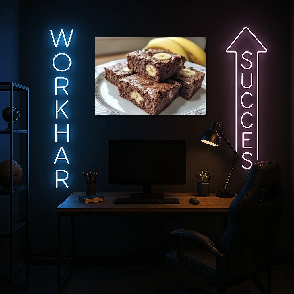 Chocolate Banana Brownies Stacked On Plate – Wall Art