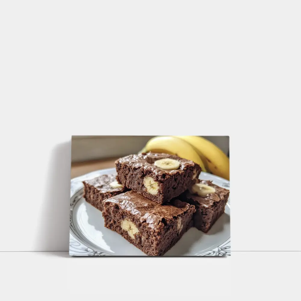 Chocolate Banana Brownies Stacked On Plate – Wall Art